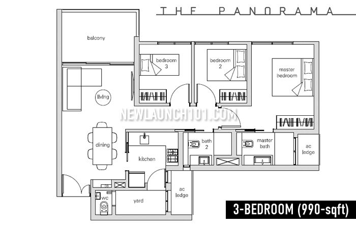 The Panorama Condo Floor Plan 3-Bedroom