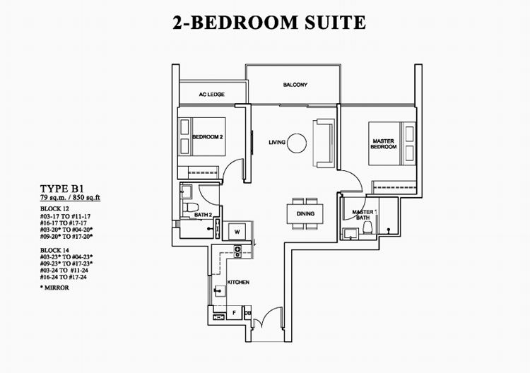 The Venue Residences Floor Plan 2-Bedroom