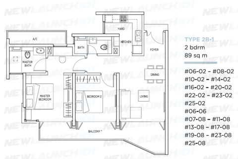 Kallang Riverside Floor Plan 2-Bedroom