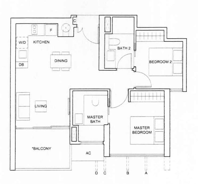 Commonwealth Towers Floor Plan 2-Bedroom