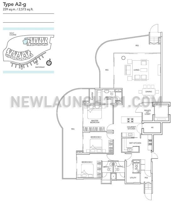 Turquoise Sentosa Floor Plan 3 Bedroom