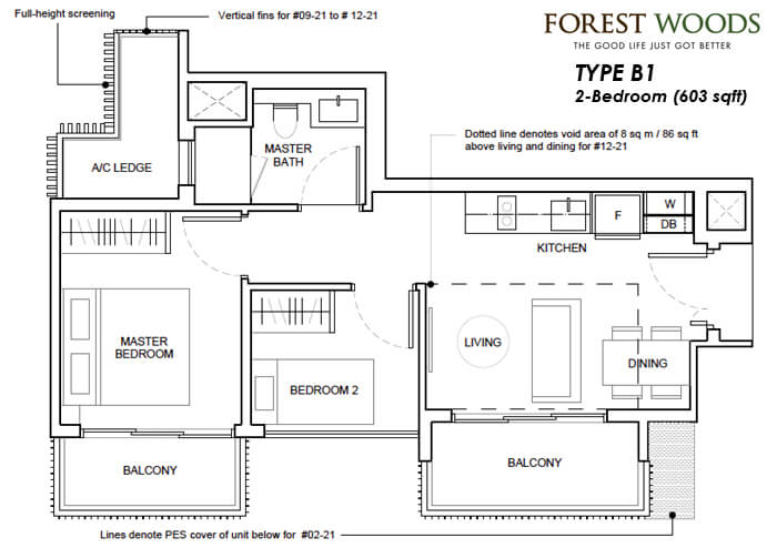Forest Woods Condo Floor Plan 2-Bedroom 603