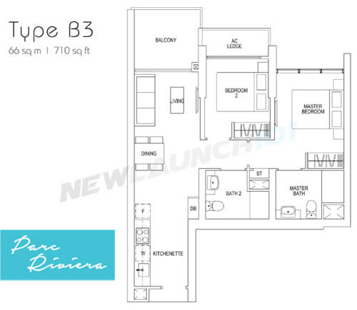 Parc Riviera Floor Plans 2-Bedroom