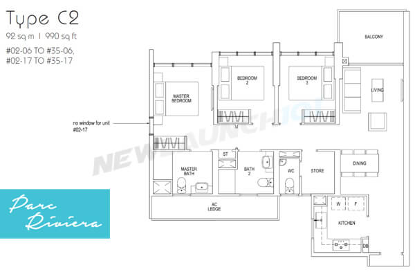 Parc Riviera Floor Plans 3-Bedroom