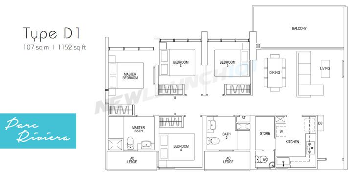 Parc Riviera Floor Plans 4-Bedroom