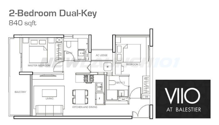VIIO Balestier Floor Plan 2-Bedroom Dual-Key