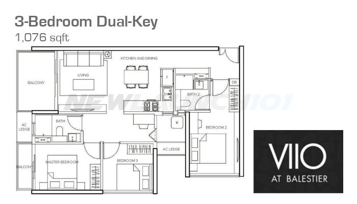 VIIO Balestier Floor Plan 3-Bedroom Dual-Key