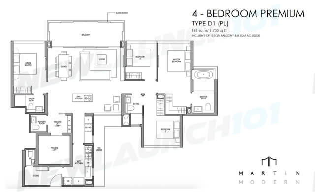 Martin Modern Floor Plan 4-Bedroom Premium 1733