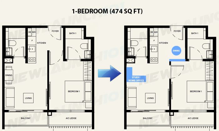 38 Jervois Floor Plan New Launch 1-Bedroom