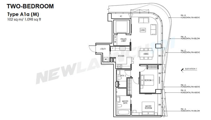 New Futura Floor Plan 2-Bedroom 1098