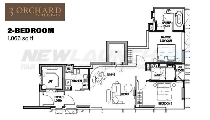 3 Orchard By The Park Floor Plan 2-Bedroom 1066
