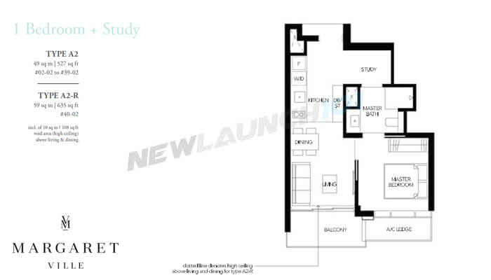 Margaret Ville Floor Plan 1-Bedroom Study 527