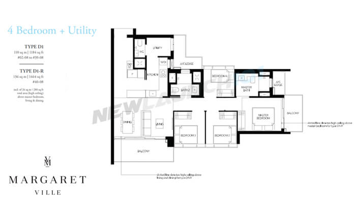 Margaret Ville Floor Plan 4-Bedroom 1184