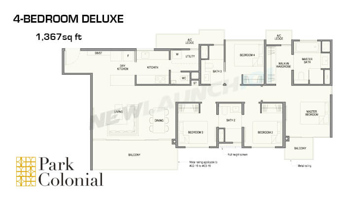 Park Colonial Floor Plan 4-Bedroom Deluxe 1367