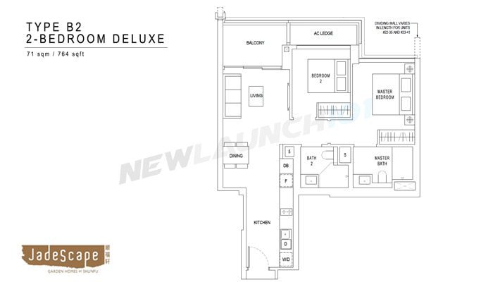 JadeScape Floor Plan 2-Bedroom Deluxe 764