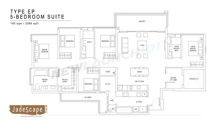 JadeScape Floor Plan 5-Bedroom Suite 2099