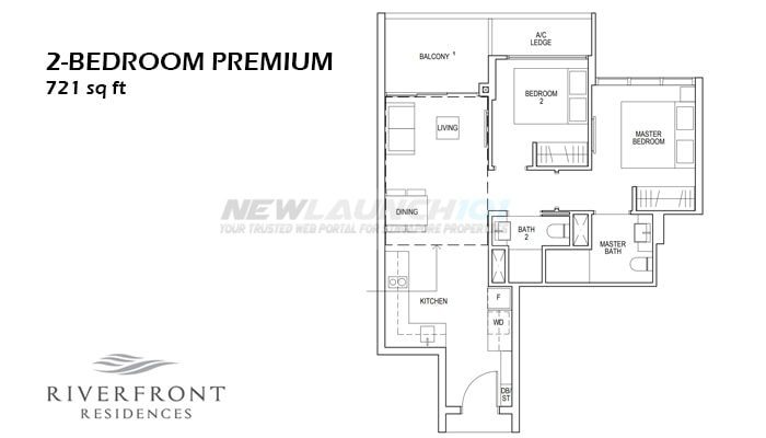 Riverfront Residences Floor Plan 2-Bedroom Premium 721