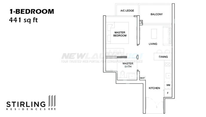Stirling Residences Floor Plan 1-Bedroom 441
