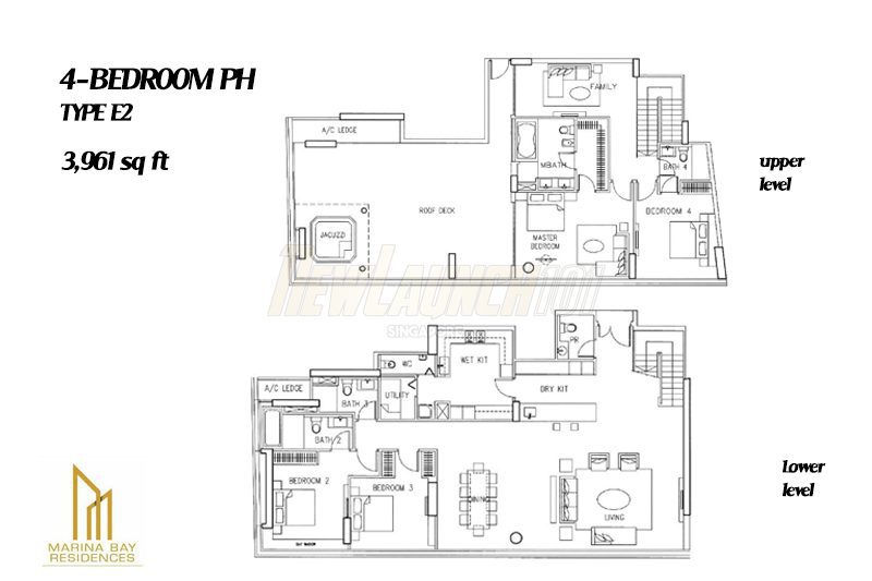Marina Bay Residences Floor Plan 4-Bedroom Penthouse Type E2