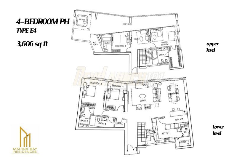 Marina Bay Residences Floor Plan 4-Bedroom Penthouse Type E4