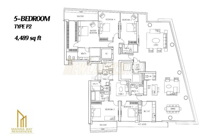 Marina Bay Residences Floor Plan 5-Bedroom Type P2
