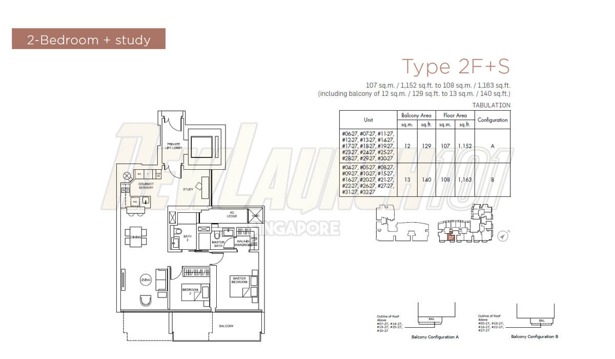 Marina One Residences Floor Plan 2-Bedroom Study Type 2FS