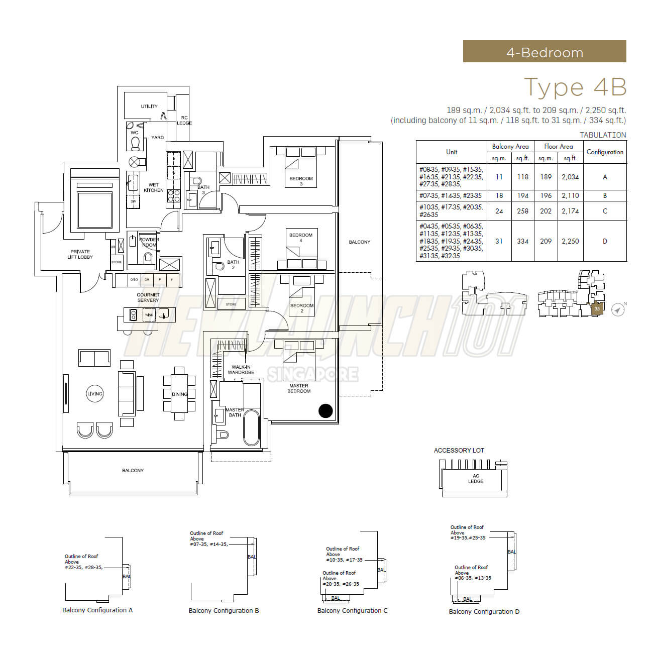 Marina One Residences Floor Plan 4-Bedroom Type 4B