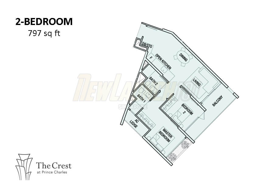 The Crest Floor Plan 2-Bedroom 797
