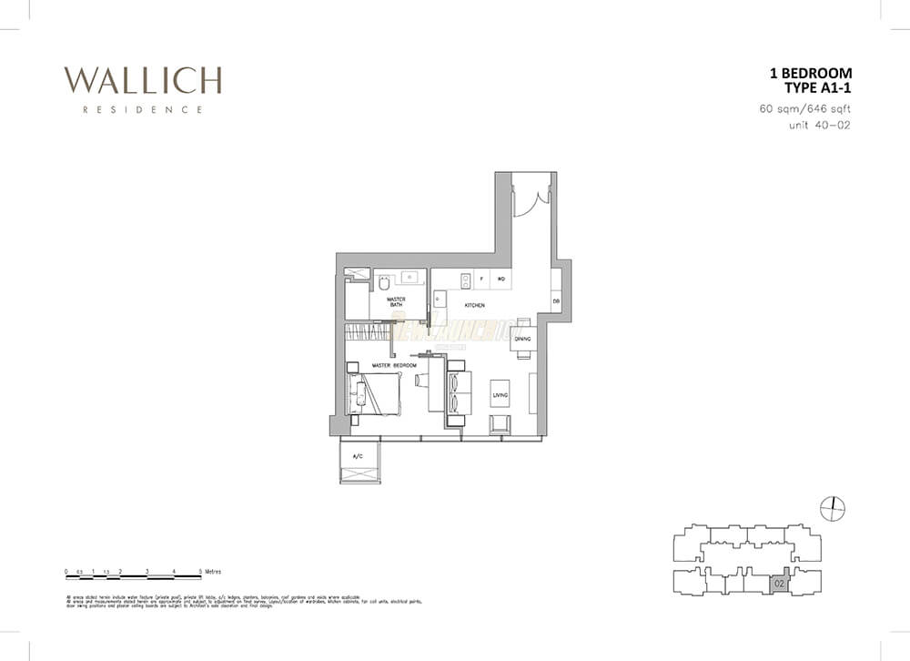 Wallich Residence Floor Plan 1-Bedroom Type A1
