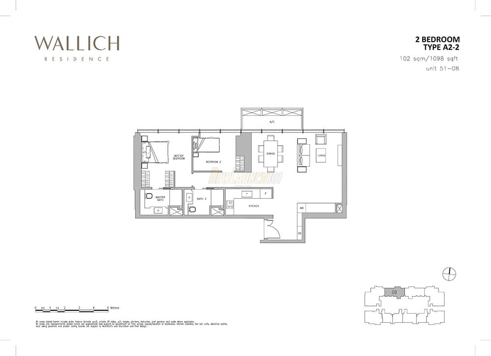 Wallich Residence Floor Plan 2-Bedroom Type A2