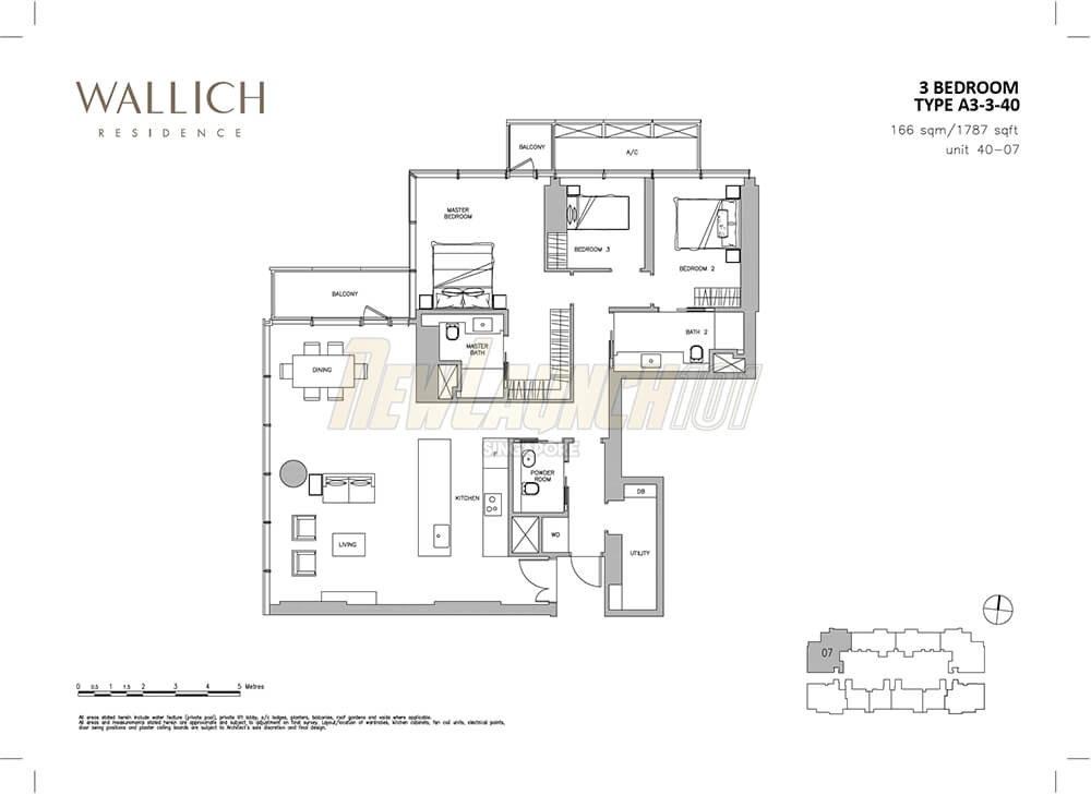 Wallich Residence Floor Plan 3-Bedroom Type A3