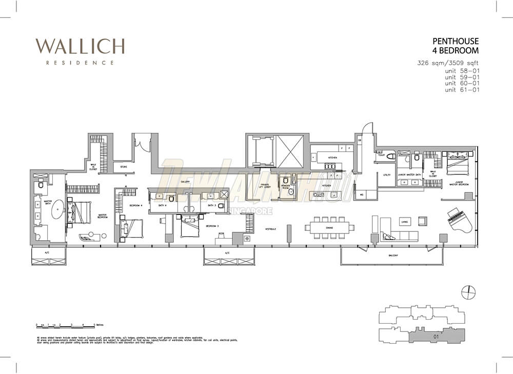 Wallich Residence Floor Plan 4-Bedroom Penthouse