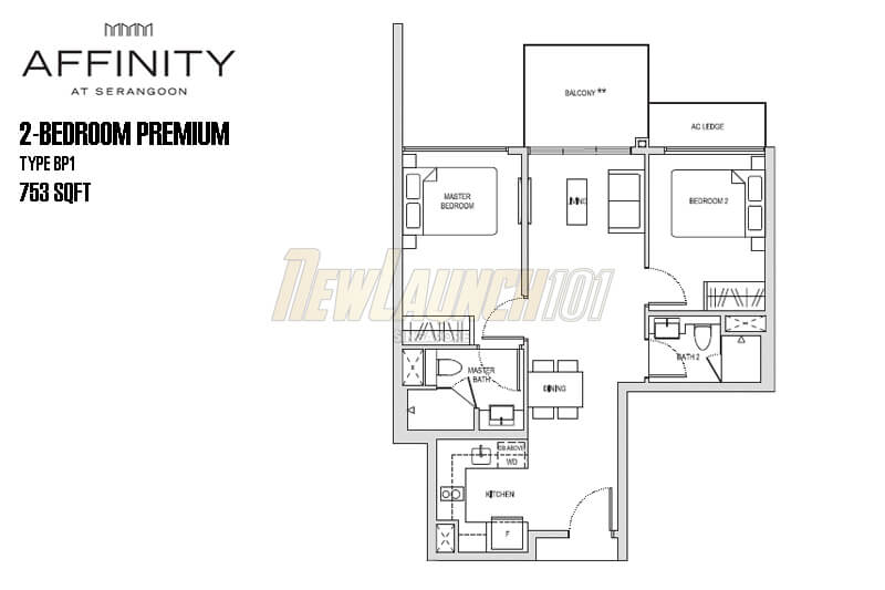 Affinity at Serangoon Floor Plan 2-Bedroom Premium Type BP1