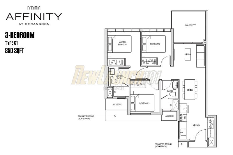 Affinity at Serangoon Floor Plan 3-Bedroom Type C1