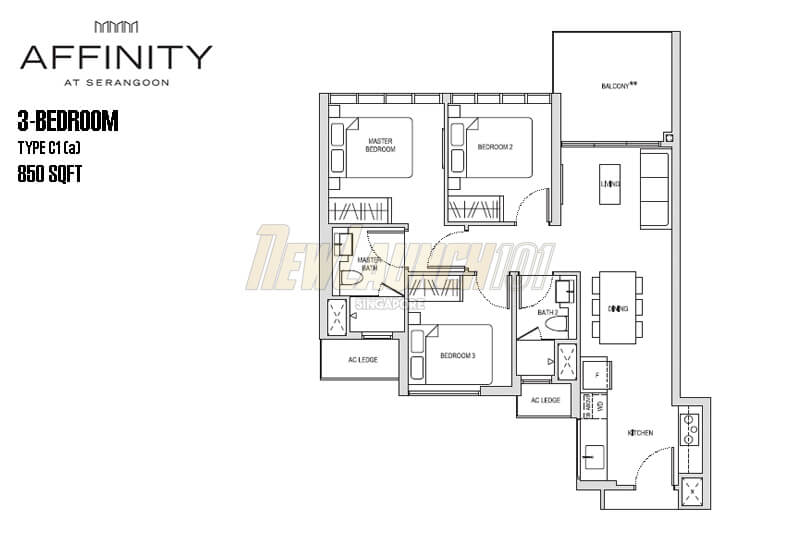 Affinity at Serangoon Floor Plan 3-Bedroom Type C1a