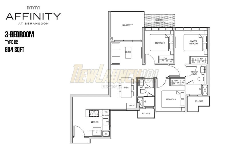 Affinity at Serangoon Floor Plan 3-Bedroom Type C2