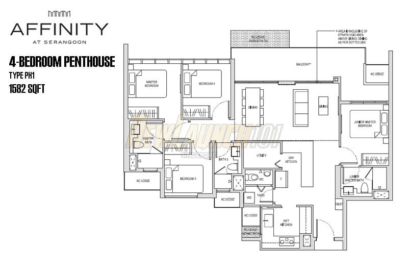 Affinity at Serangoon Floor Plan 4-Bedroom Penthouse PH1