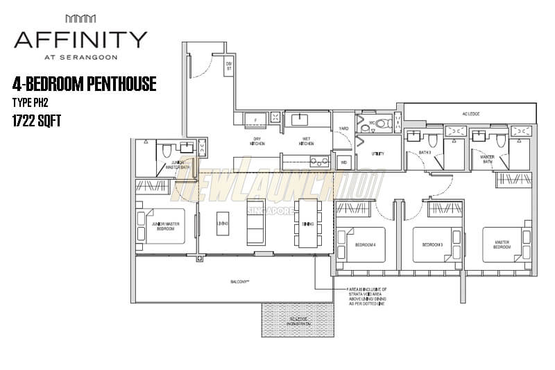 Affinity at Serangoon Floor Plan 4-Bedroom Penthouse PH2