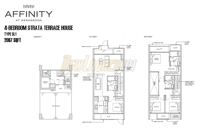 Affinity at Serangoon Floor Plan 4-Bedroom Strata Terrace House SL1