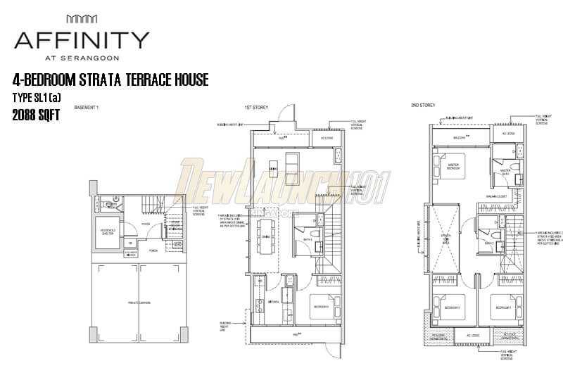 Affinity at Serangoon Floor Plan 4-Bedroom Strata Terrace House SL1a