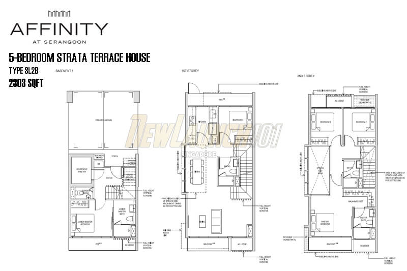 Affinity at Serangoon Floor Plan 5-Bedroom Strata Terrace House SL2B