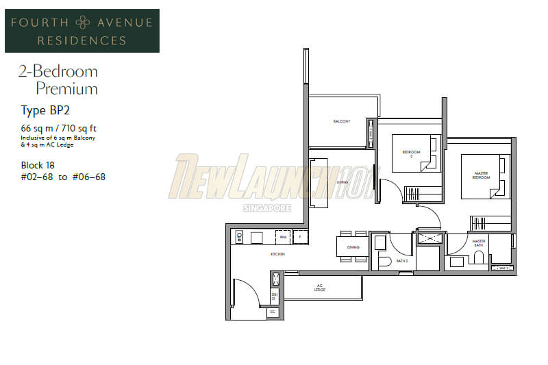 Fourth Avenue Residences Floor Plan 2-Bedroom Type BP2
