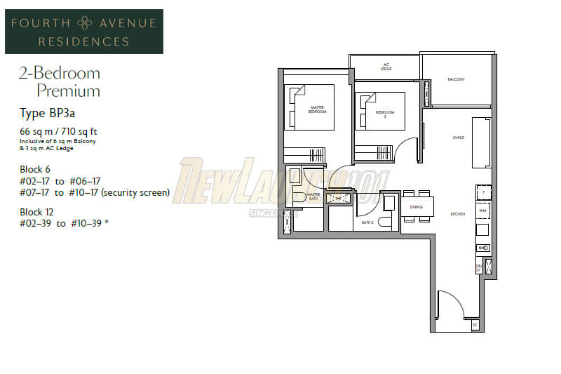 Fourth Avenue Residences Floor Plan 2-Bedroom Type BP3a