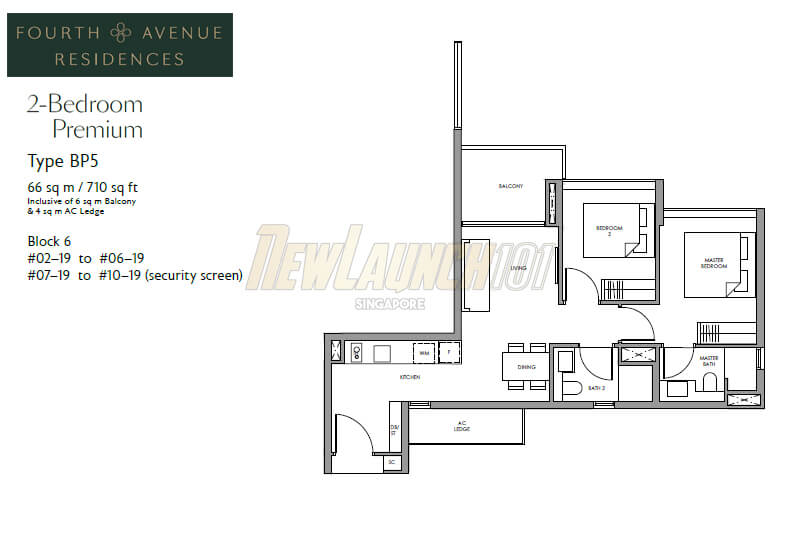 Fourth Avenue Residences Floor Plan 2-Bedroom Type BP5
