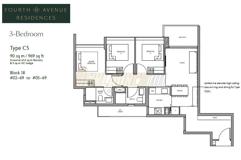 Fourth Avenue Residences Floor Plan 3-Bedroom Type C5