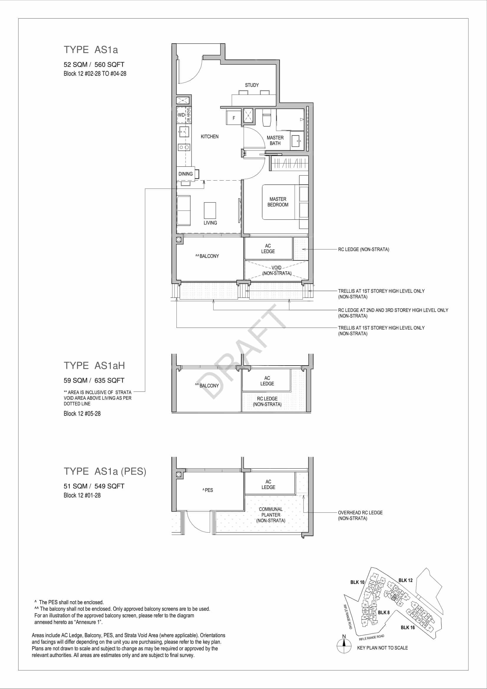 Mayfair Gardens - 1-Bedroom Study Floor Plan Type AS1a