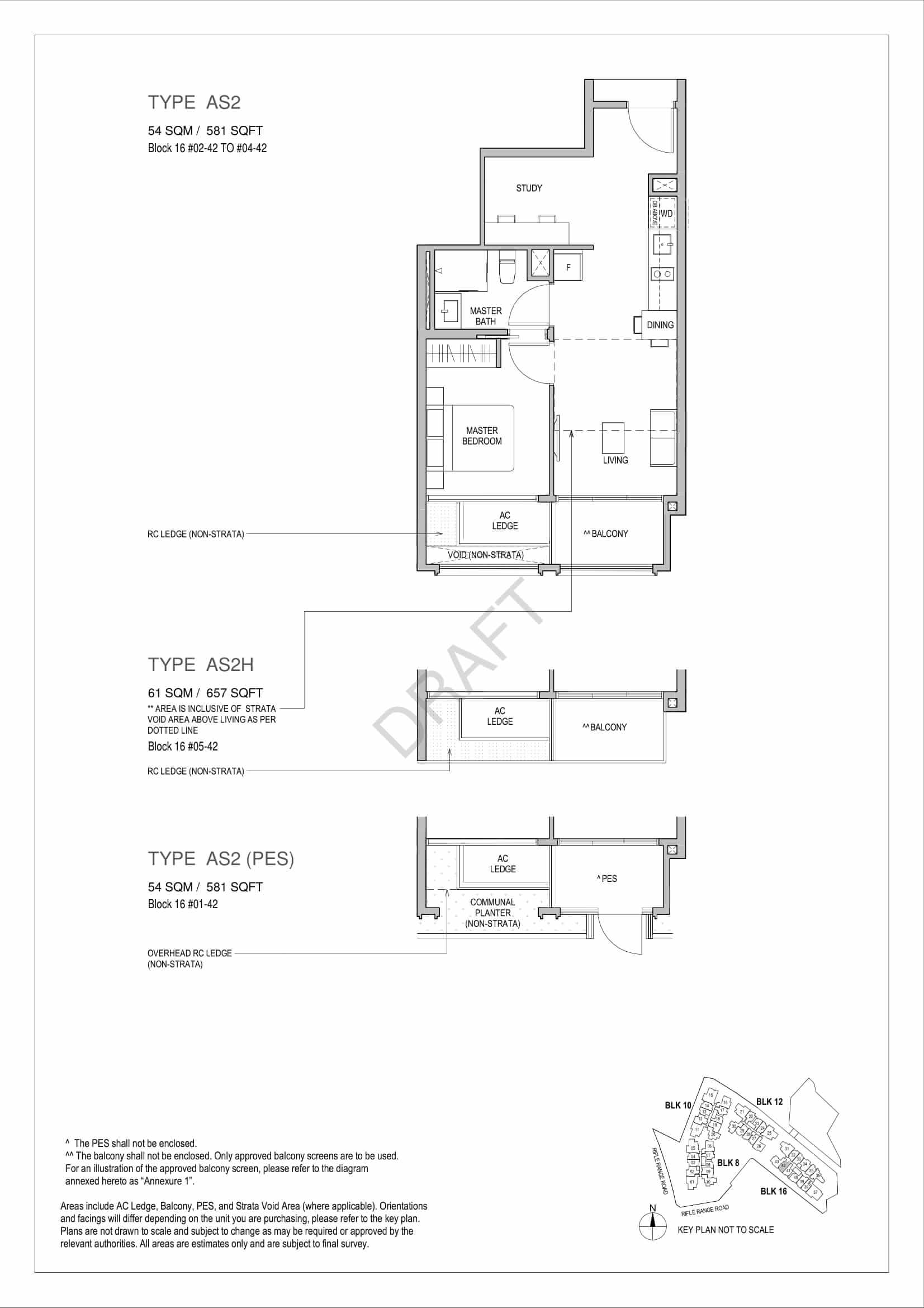 Mayfair Gardens - 1-Bedroom Study Floor Plan Type AS2