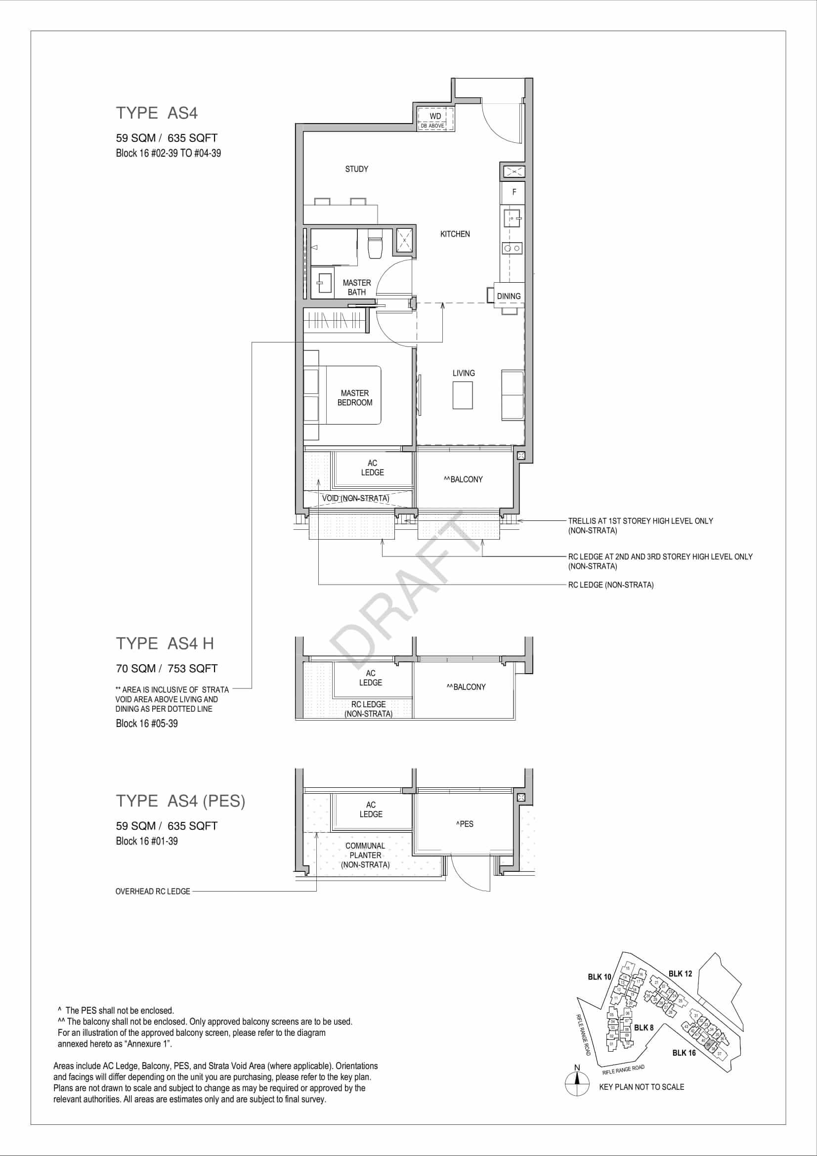 Mayfair Gardens - 1-Bedroom Study Floor Plan Type AS4