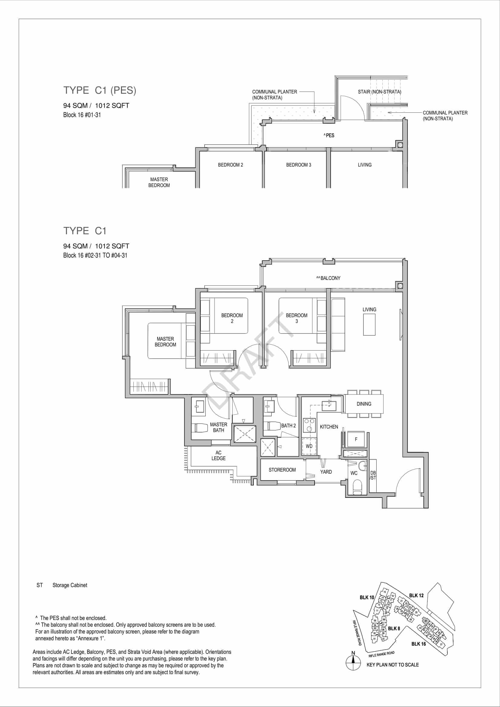 Mayfair Gardens - 3-Bedroom Floor Plan Type C1