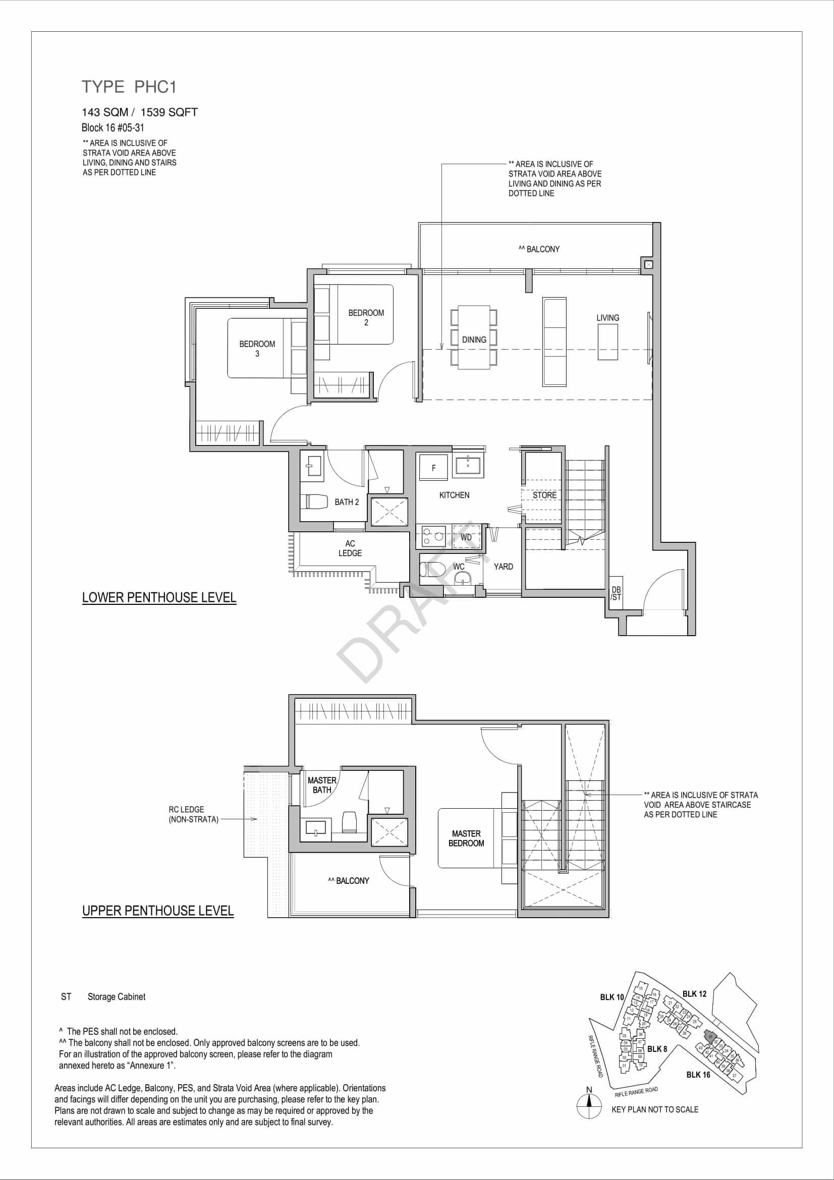 Mayfair Gardens - 3-Bedroom Penthouse Floor Plan Type PHC1